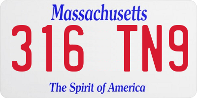 MA license plate 316TN9