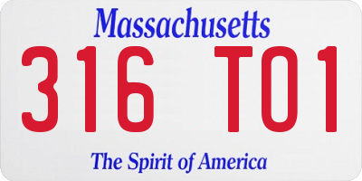 MA license plate 316TO1