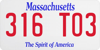 MA license plate 316TO3