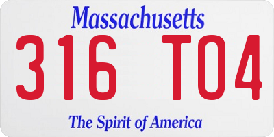 MA license plate 316TO4