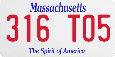 MA license plate 316TO5