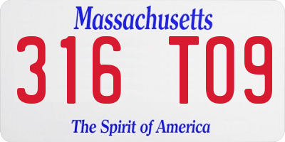 MA license plate 316TO9