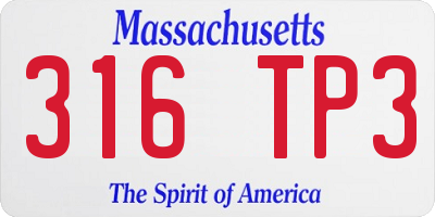 MA license plate 316TP3
