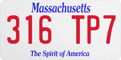MA license plate 316TP7