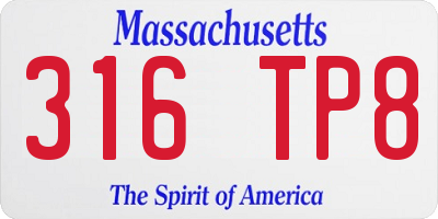 MA license plate 316TP8
