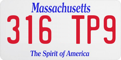 MA license plate 316TP9