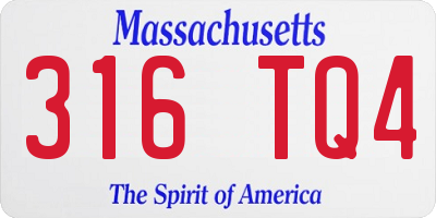 MA license plate 316TQ4