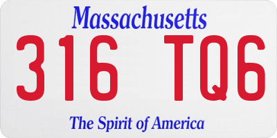 MA license plate 316TQ6