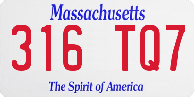 MA license plate 316TQ7