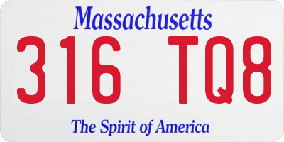 MA license plate 316TQ8