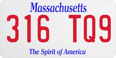 MA license plate 316TQ9