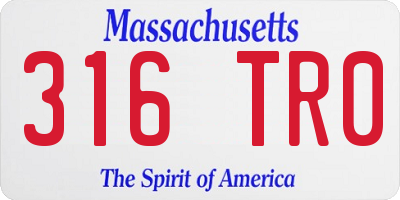 MA license plate 316TR0