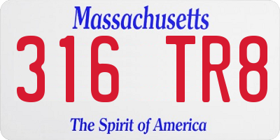 MA license plate 316TR8