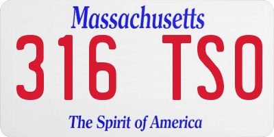 MA license plate 316TS0