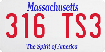 MA license plate 316TS3