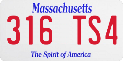MA license plate 316TS4