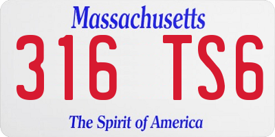MA license plate 316TS6