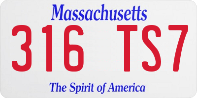 MA license plate 316TS7