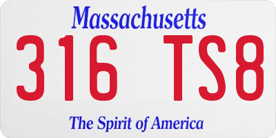 MA license plate 316TS8