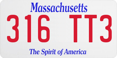 MA license plate 316TT3