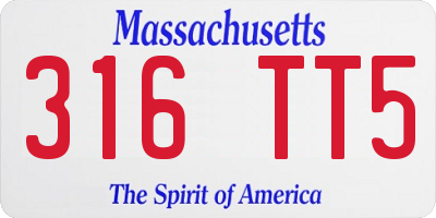 MA license plate 316TT5