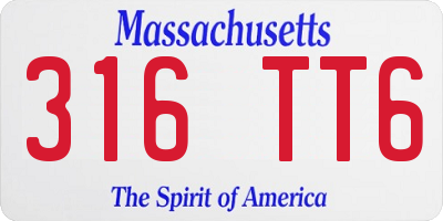 MA license plate 316TT6