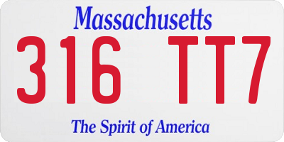 MA license plate 316TT7