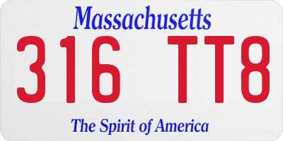 MA license plate 316TT8