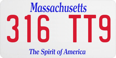 MA license plate 316TT9