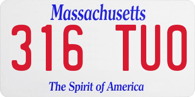 MA license plate 316TU0