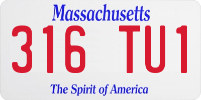 MA license plate 316TU1