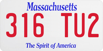 MA license plate 316TU2