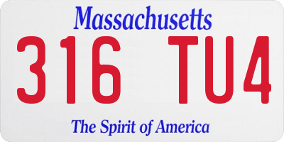 MA license plate 316TU4