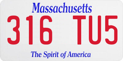 MA license plate 316TU5