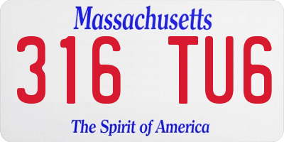 MA license plate 316TU6