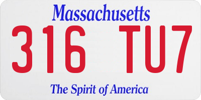 MA license plate 316TU7