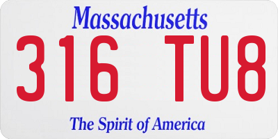 MA license plate 316TU8