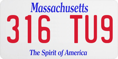 MA license plate 316TU9