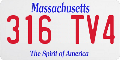 MA license plate 316TV4