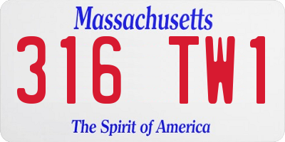 MA license plate 316TW1