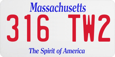 MA license plate 316TW2