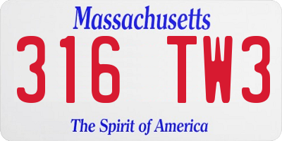 MA license plate 316TW3