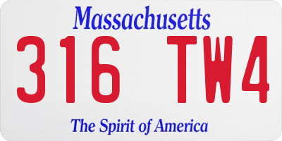 MA license plate 316TW4