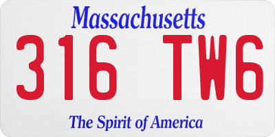 MA license plate 316TW6