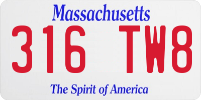 MA license plate 316TW8