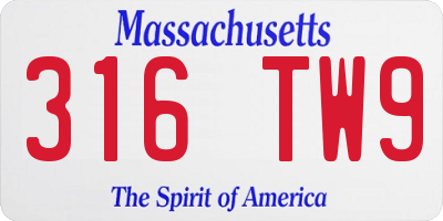 MA license plate 316TW9