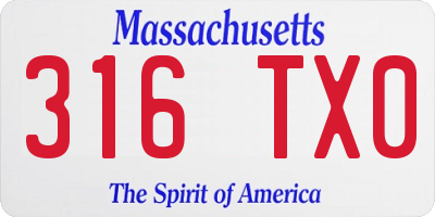 MA license plate 316TX0