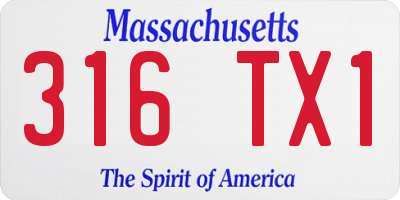 MA license plate 316TX1
