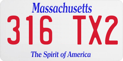 MA license plate 316TX2