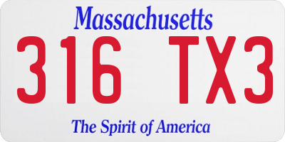 MA license plate 316TX3